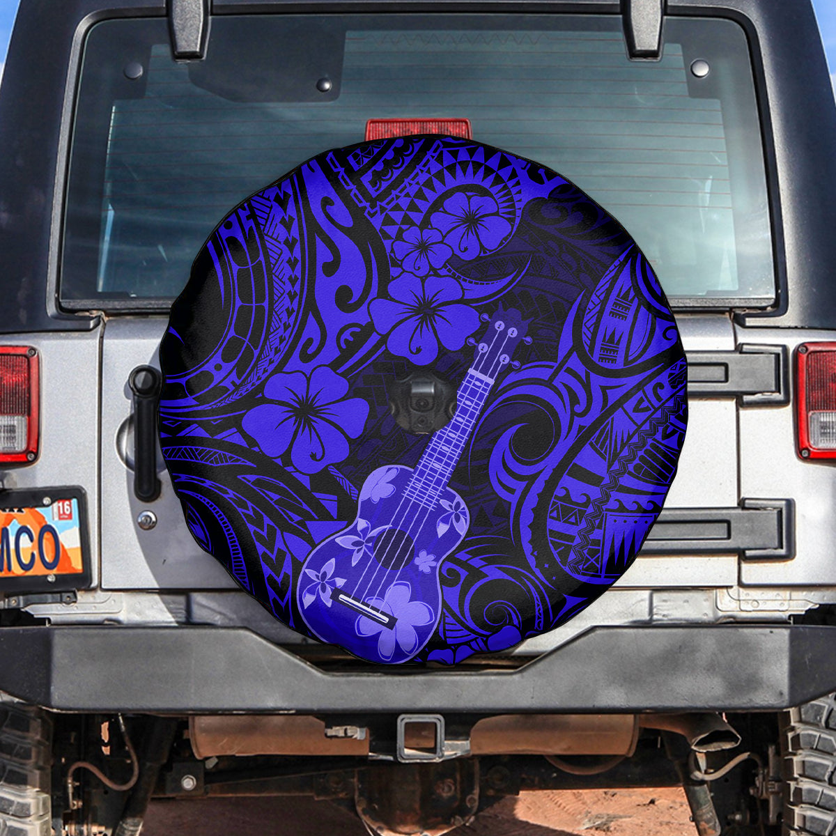 Hawaii Ukulele Spare Tire Cover Polynesian Pattern Navy Blue Version LT01 - Polynesian Pride