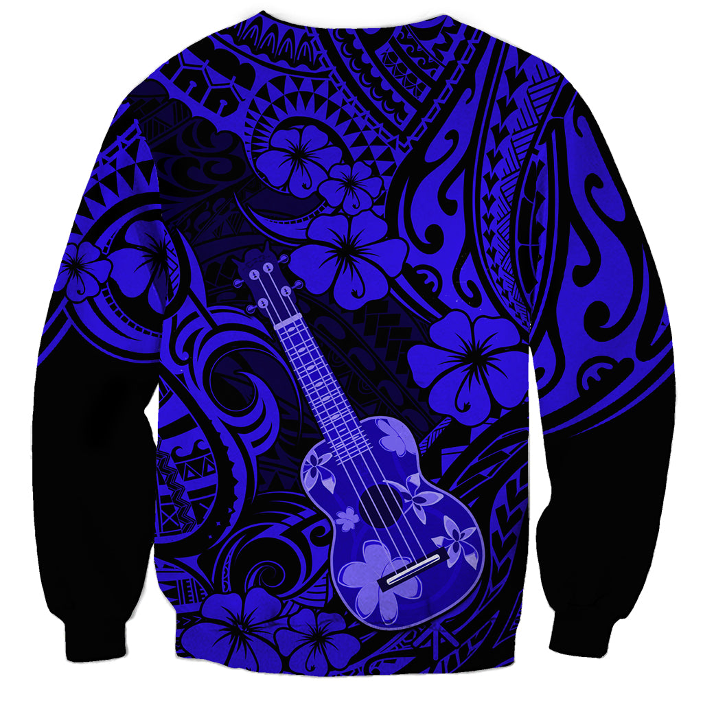 Hawaii Ukulele Sweatshirt Polynesian Pattern Navy Blue Version LT01 - Polynesian Pride