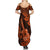 Hawaii Ukulele Family Matching Summer Maxi Dress and Hawaiian Shirt Polynesian Pattern Orange Version LT01 - Polynesian Pride