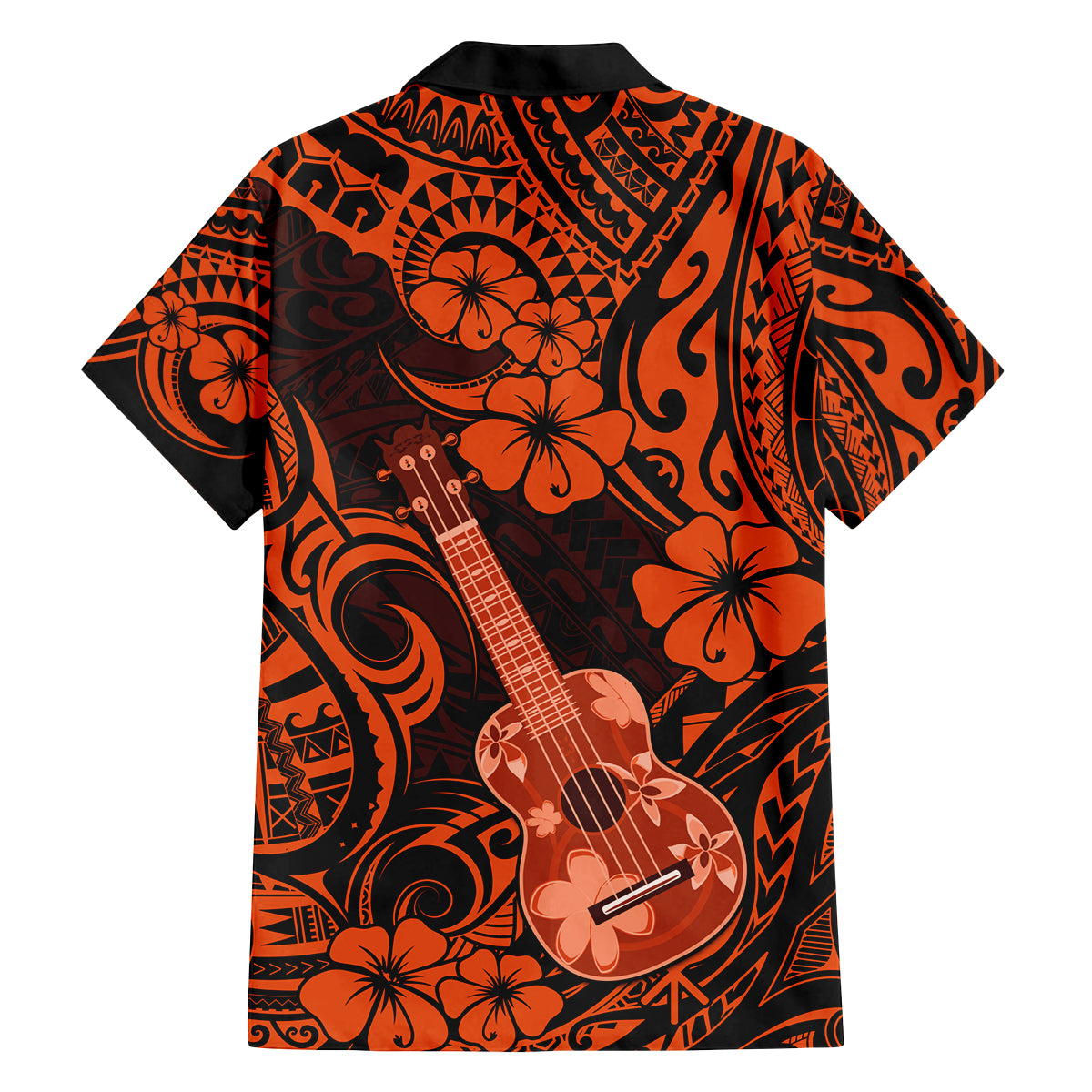 Hawaii Ukulele Family Matching Tank Maxi Dress and Hawaiian Shirt Polynesian Pattern Orange Version LT01 - Polynesian Pride