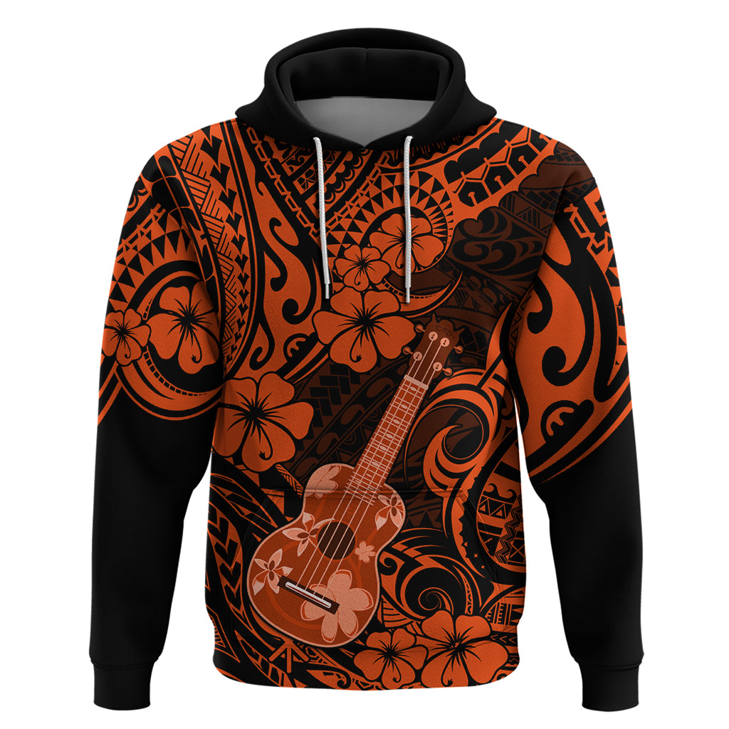 Hawaii Ukulele Hoodie Polynesian Pattern Orange Version LT01 Pullover Hoodie Orange - Polynesian Pride