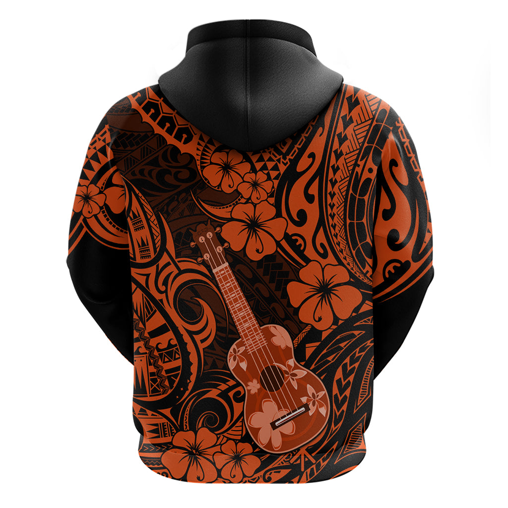 Hawaii Ukulele Hoodie Polynesian Pattern Orange Version LT01 - Polynesian Pride