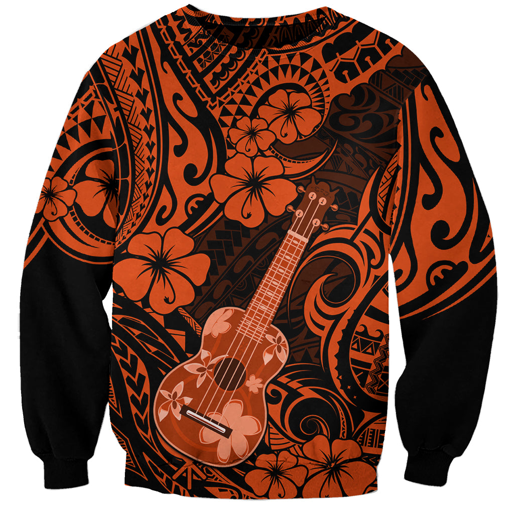 Hawaii Ukulele Sweatshirt Polynesian Pattern Orange Version LT01 Unisex Orange - Polynesian Pride