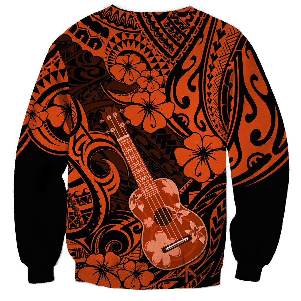 Hawaii Ukulele Sweatshirt Polynesian Pattern Orange Version LT01 - Polynesian Pride
