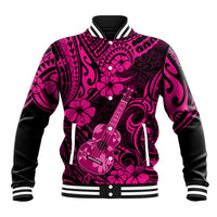 Hawaii Ukulele Baseball Jacket Polynesian Pattern Pink Version LT01 Unisex Pink - Polynesian Pride