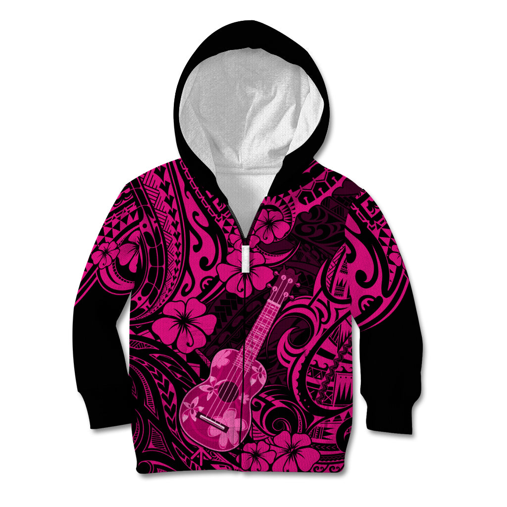 Hawaii Ukulele Kid Hoodie Polynesian Pattern Pink Version LT01 - Polynesian Pride