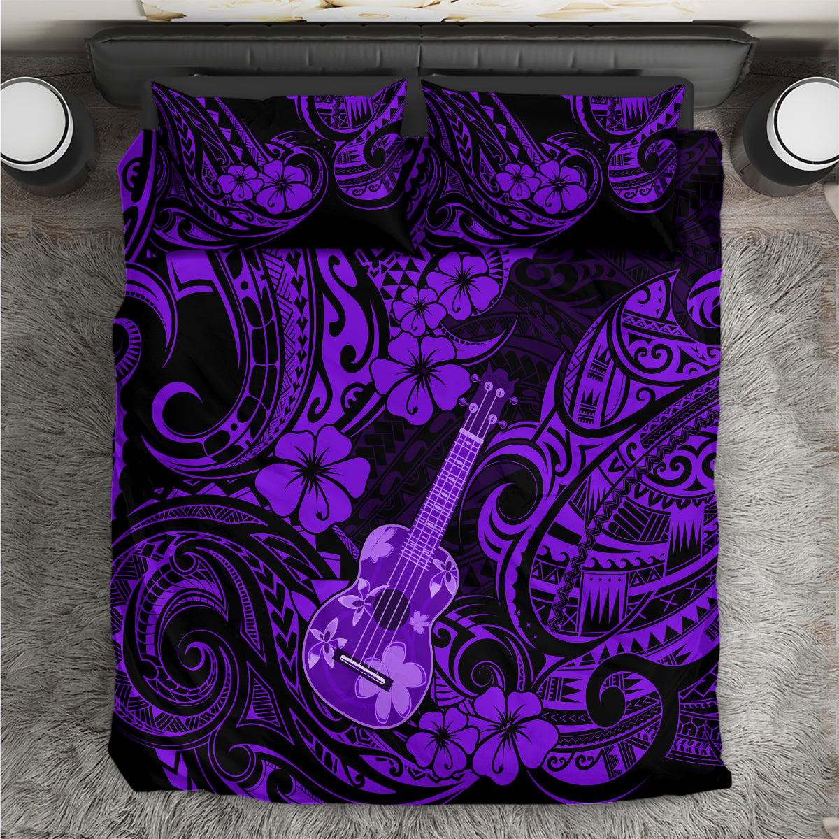 Hawaii Ukulele Bedding Set Polynesian Pattern Purple Version LT01 Purple - Polynesian Pride