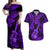 Hawaii Ukulele Couples Matching Off Shoulder Maxi Dress and Hawaiian Shirt Polynesian Pattern Purple Version LT01 Purple - Polynesian Pride