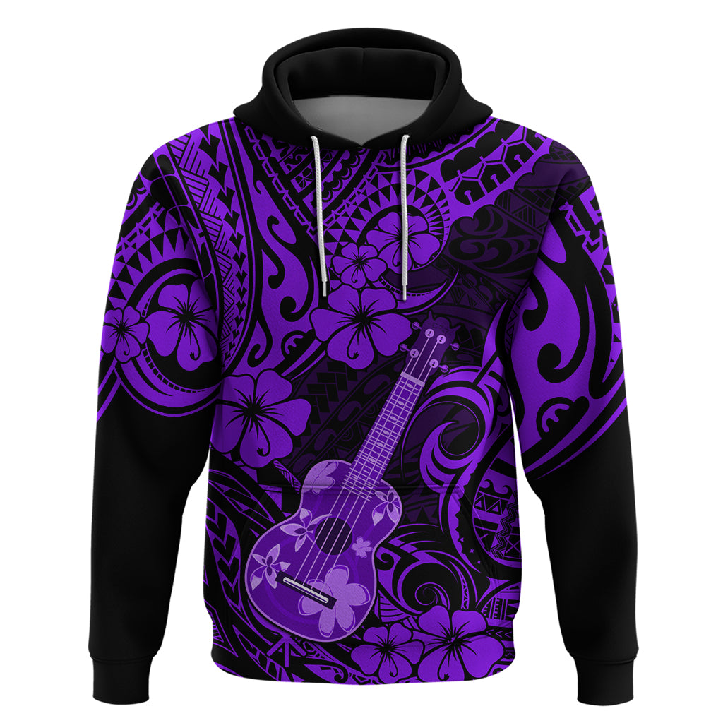 Hawaii Ukulele Hoodie Polynesian Pattern Purple Version LT01 Pullover Hoodie Purple - Polynesian Pride