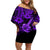 Hawaii Ukulele Off Shoulder Short Dress Polynesian Pattern Purple Version LT01 Women Purple - Polynesian Pride