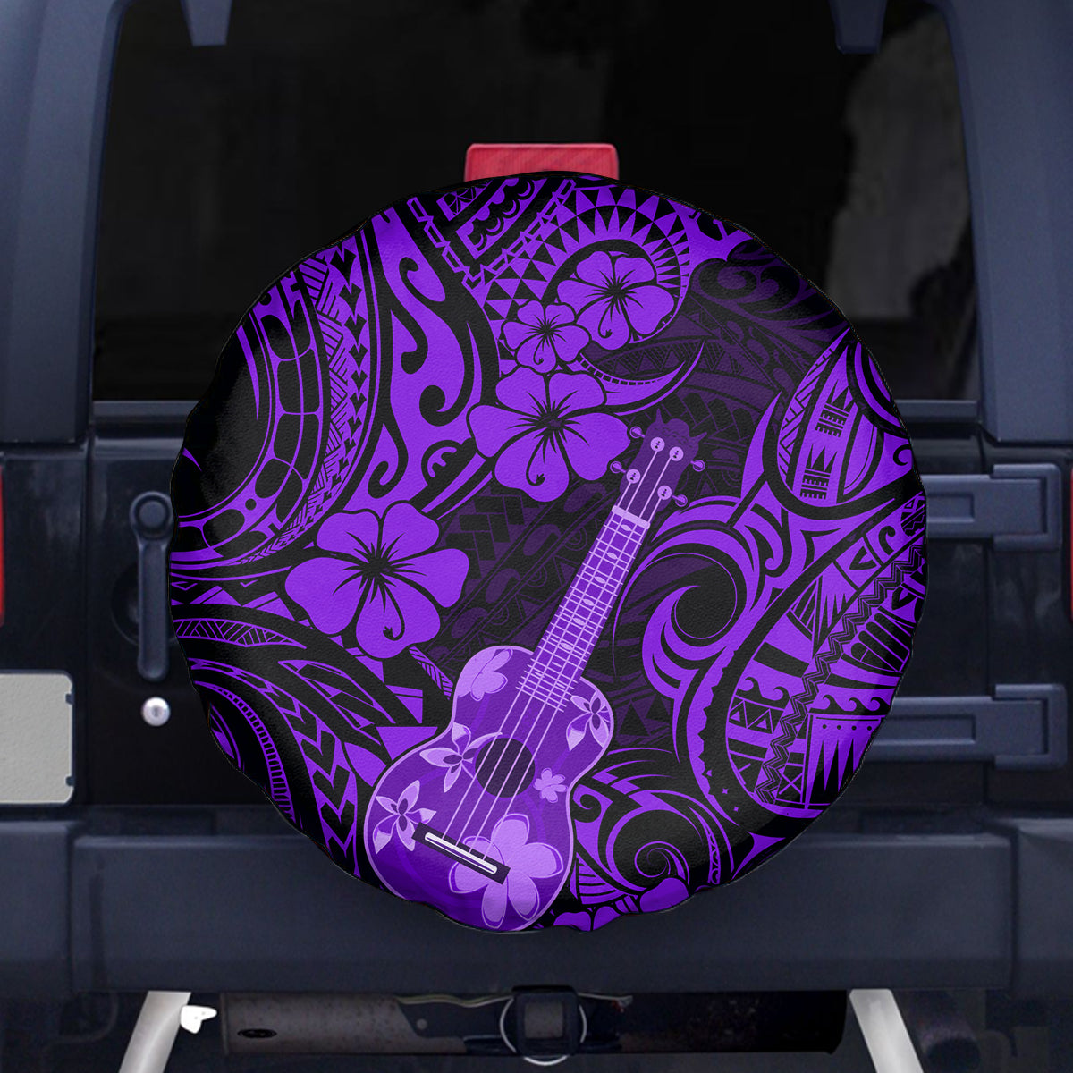 Hawaii Ukulele Spare Tire Cover Polynesian Pattern Purple Version LT01 - Polynesian Pride