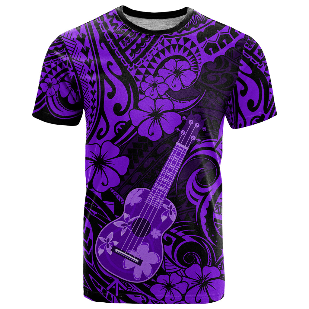 Hawaii Ukulele T Shirt Polynesian Pattern Purple Version LT01 Purple - Polynesian Pride