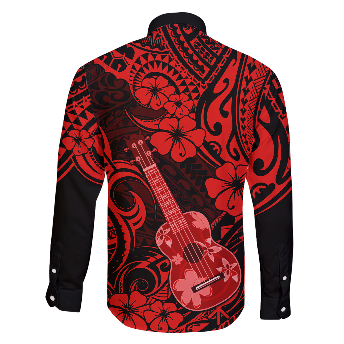 Hawaii Ukulele Family Matching Mermaid Dress and Hawaiian Shirt Polynesian Pattern Red Version LT01 - Polynesian Pride