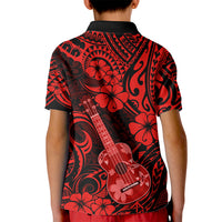 Hawaii Ukulele Kid Polo Shirt Polynesian Pattern Red Version LT01 - Polynesian Pride
