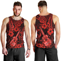 Hawaii Ukulele Men Tank Top Polynesian Pattern Red Version LT01 - Polynesian Pride