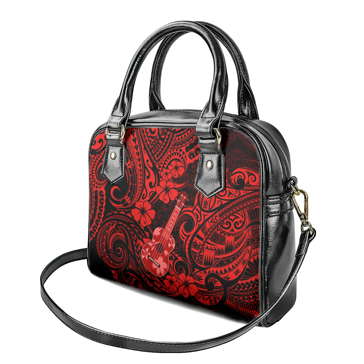 Hawaii Ukulele Shoulder Handbag Polynesian Pattern Red Version LT01 - Polynesian Pride