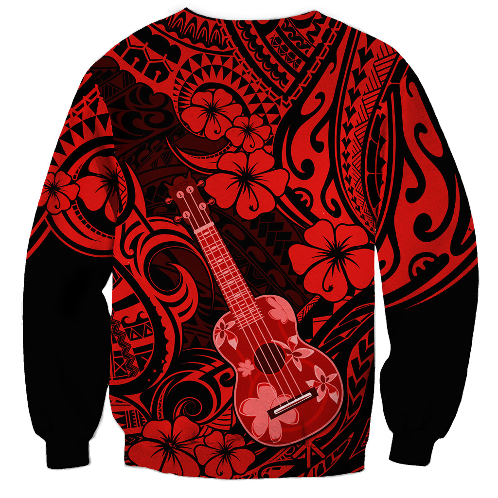 Hawaii Ukulele Sweatshirt Polynesian Pattern Red Version LT01 - Polynesian Pride