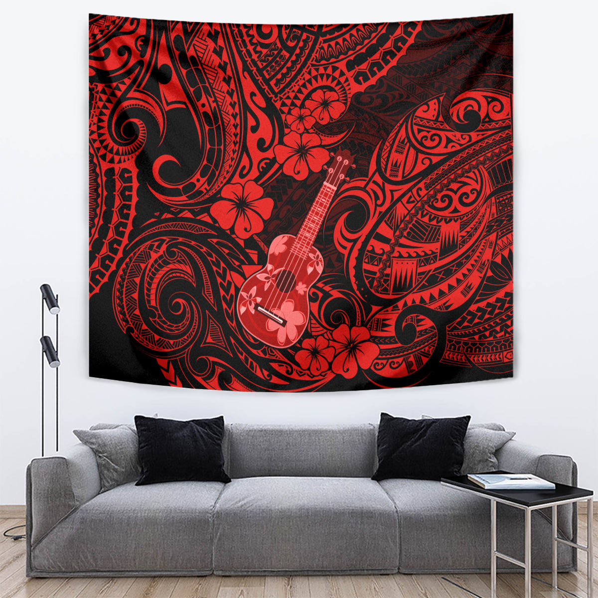 Hawaii Ukulele Tapestry Polynesian Pattern Red Version LT01 - Polynesian Pride
