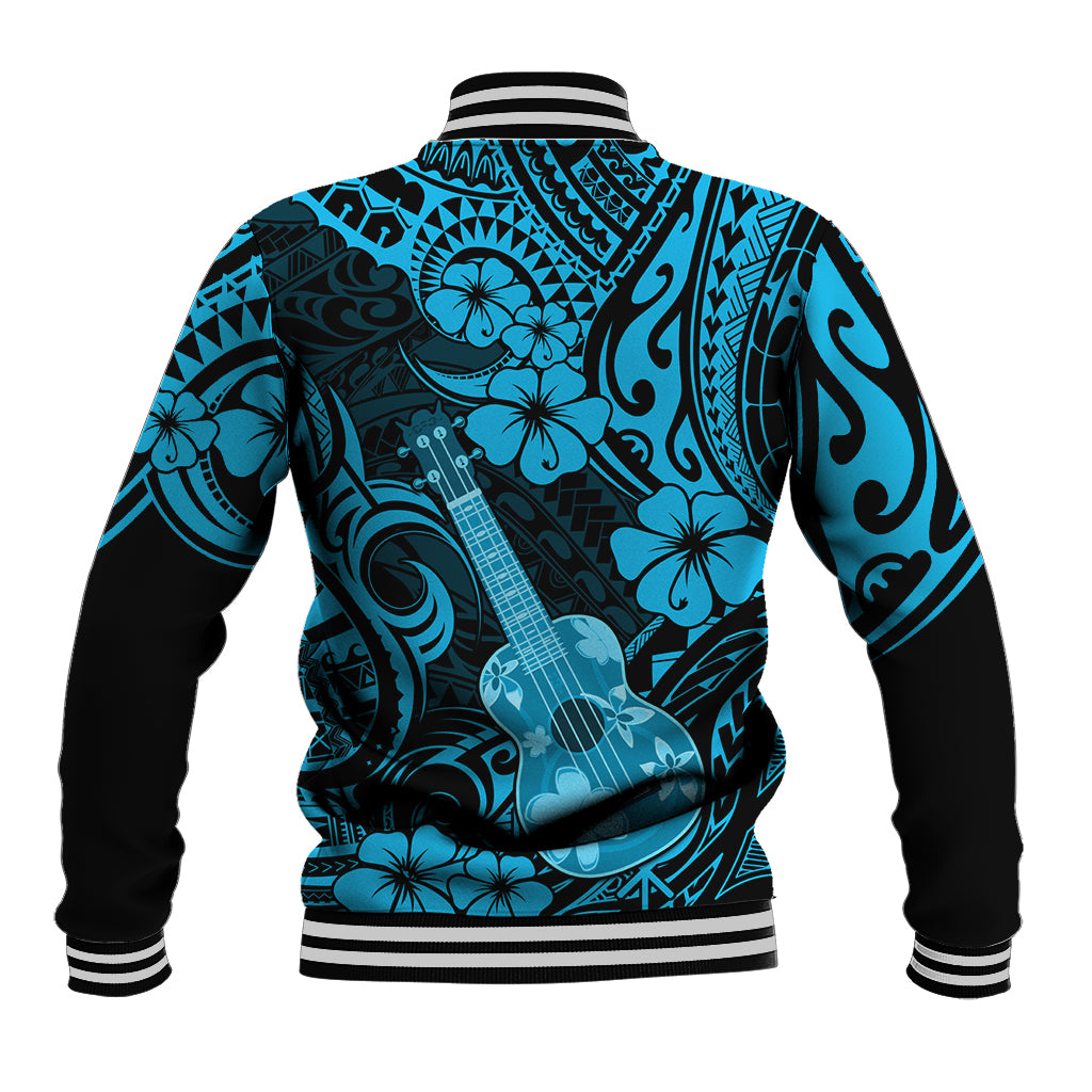 Hawaii Ukulele Baseball Jacket Polynesian Pattern Sky Blue Version LT01 - Polynesian Pride