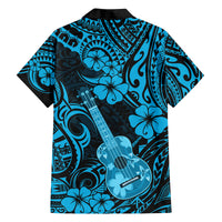 Hawaii Ukulele Family Matching Puletasi Dress and Hawaiian Shirt Polynesian Pattern Sky Blue Version LT01 - Polynesian Pride