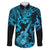 Hawaii Ukulele Family Matching Puletasi Dress and Hawaiian Shirt Polynesian Pattern Sky Blue Version LT01 Dad's Shirt - Long Sleeve Blue - Polynesian Pride