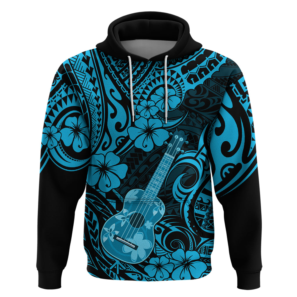 Hawaii Ukulele Hoodie Polynesian Pattern Sky Blue Version LT01 Pullover Hoodie Blue - Polynesian Pride