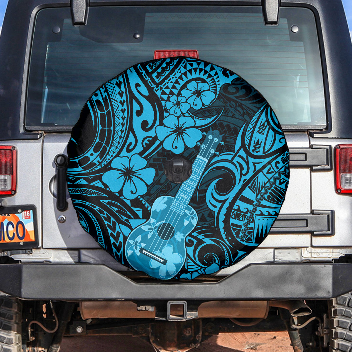 Hawaii Ukulele Spare Tire Cover Polynesian Pattern Sky Blue Version LT01 - Polynesian Pride