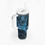 Hawaii Ukulele Tumbler With Handle Polynesian Pattern Sky Blue Version