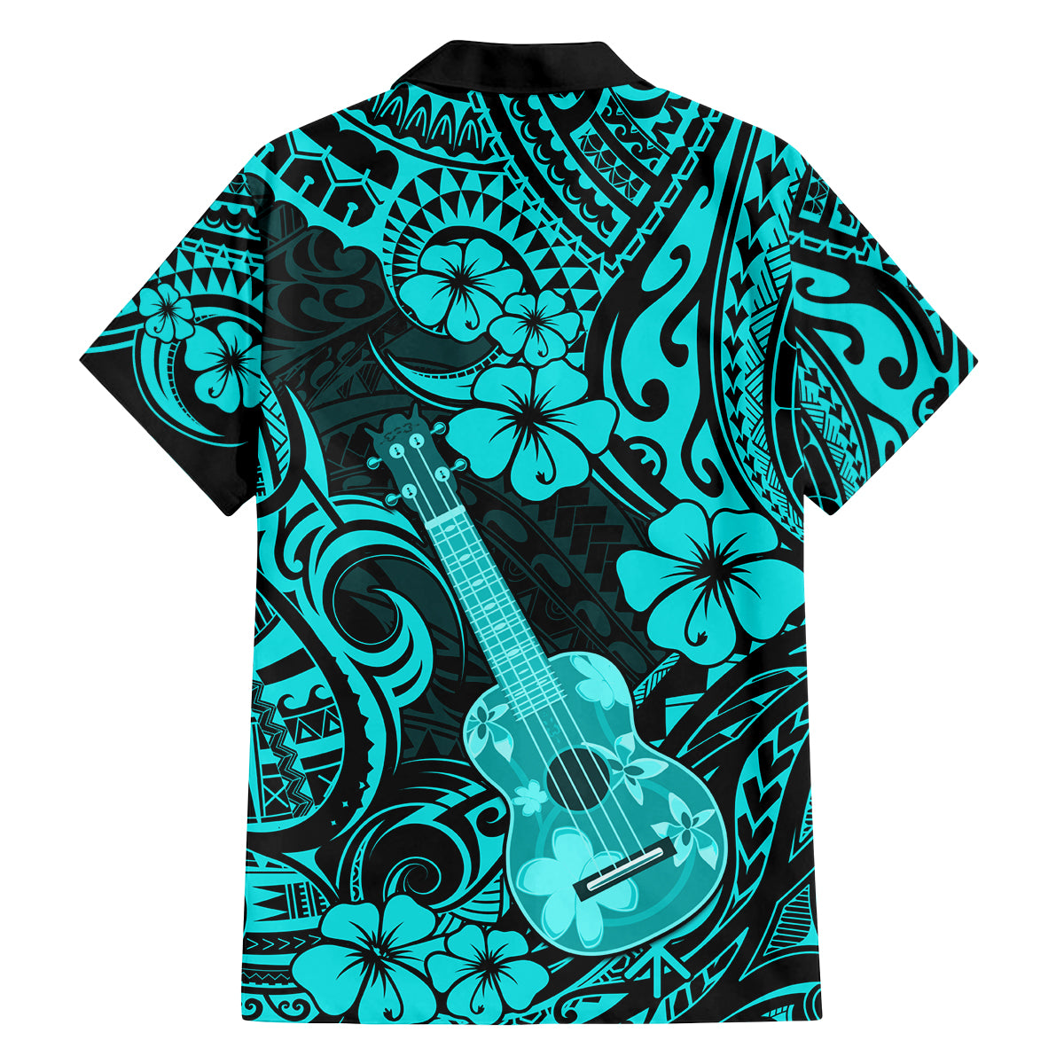 Hawaii Ukulele Family Matching Tank Maxi Dress and Hawaiian Shirt Polynesian Pattern Turquoise Version LT01 - Polynesian Pride