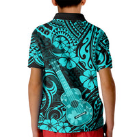 Hawaii Ukulele Kid Polo Shirt Polynesian Pattern Turquoise Version LT01 - Polynesian Pride