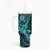 Hawaii Ukulele Tumbler With Handle Polynesian Pattern Turquoise Version