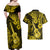 Hawaii Ukulele Couples Matching Off Shoulder Maxi Dress and Hawaiian Shirt Polynesian Pattern Yellow Version LT01 - Polynesian Pride