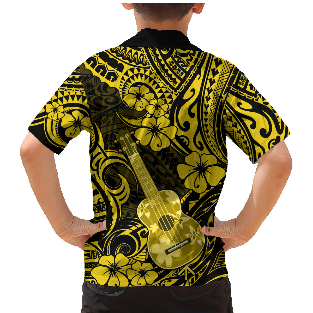 Hawaii Ukulele Family Matching Mermaid Dress and Hawaiian Shirt Polynesian Pattern Yellow Version LT01 - Polynesian Pride
