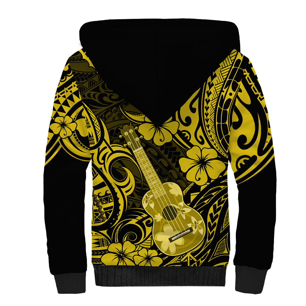 Hawaii Ukulele Sherpa Hoodie Polynesian Pattern Yellow Version LT01 - Polynesian Pride