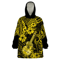 Hawaii Ukulele Wearable Blanket Hoodie Polynesian Pattern Yellow Version LT01 One Size Yellow - Polynesian Pride