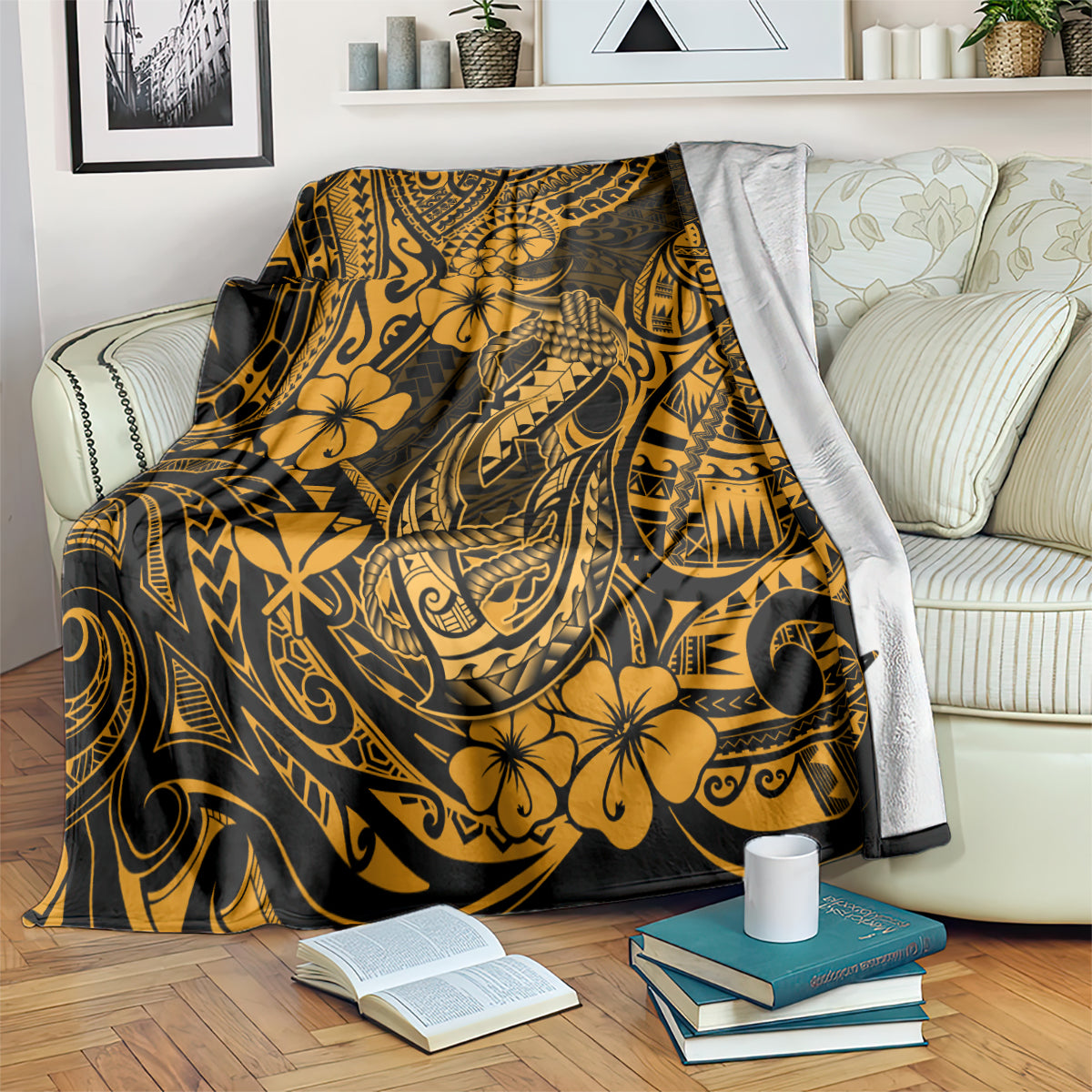 Hawaii Fish Hook Blanket Polynesian Pattern Gold Version LT01 - Polynesian Pride