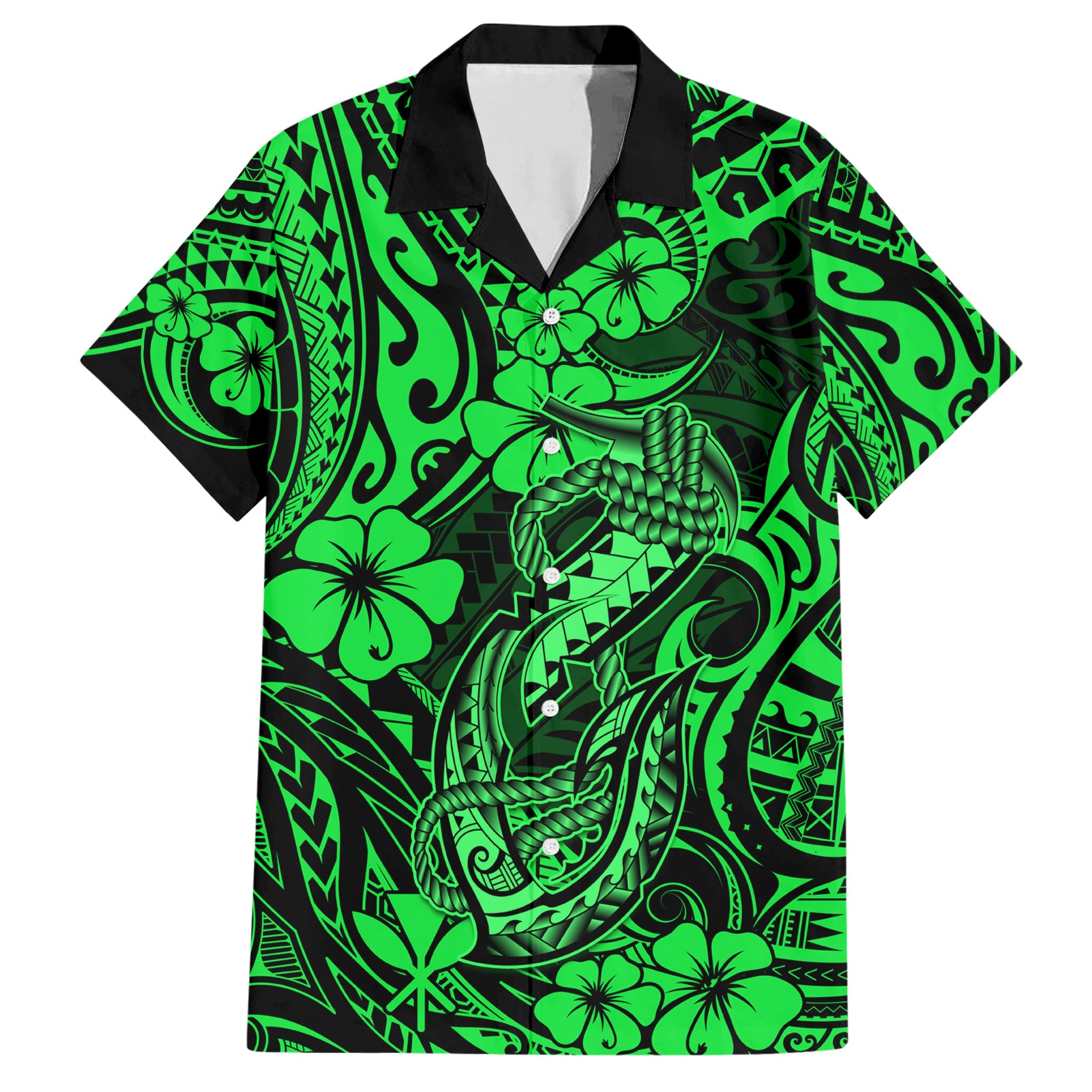 Hawaii Fish Hook Hawaiian Shirt Polynesian Pattern Green Version LT01 Green - Polynesian Pride