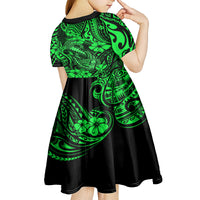 Hawaii Fish Hook Kid Short Sleeve Dress Polynesian Pattern Green Version LT01 - Polynesian Pride