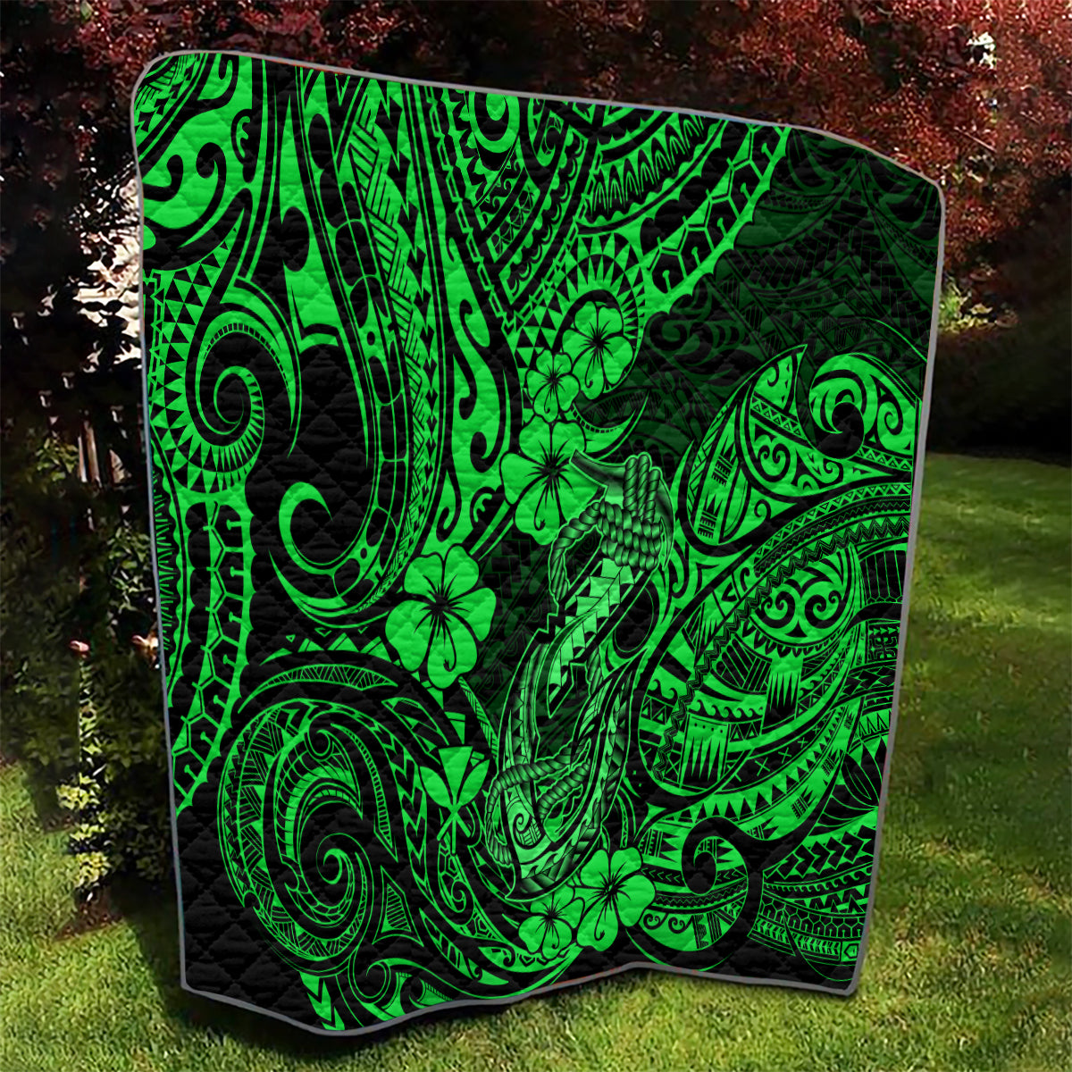 Hawaii Fish Hook Quilt Polynesian Pattern Green Version LT01 - Polynesian Pride