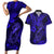 Hawaii Fish Hook Couples Matching Short Sleeve Bodycon Dress and Hawaiian Shirt Polynesian Pattern Navy Blue Version LT01 Blue - Polynesian Pride