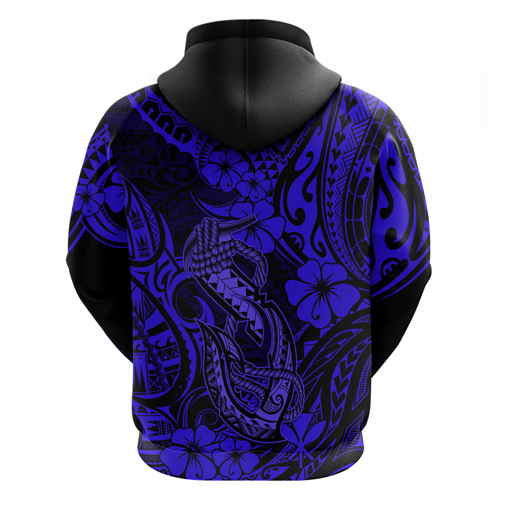 Hawaii Fish Hook Hoodie Polynesian Pattern Navy Blue Version LT01 - Polynesian Pride