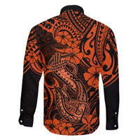 Hawaii Fish Hook Family Matching Puletasi Dress and Hawaiian Shirt Polynesian Pattern Orange Version LT01 - Polynesian Pride