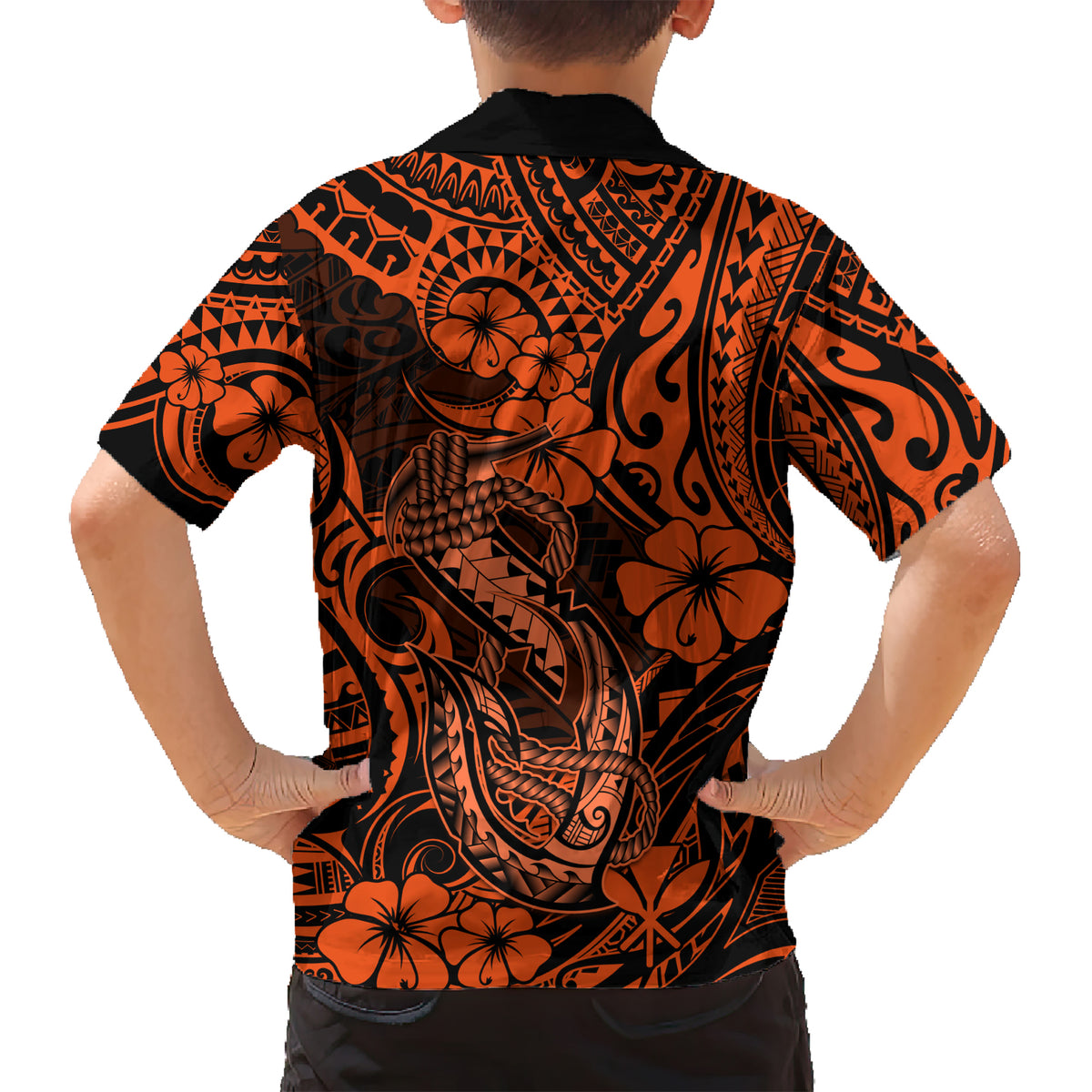 Hawaii Fish Hook Hawaiian Shirt Polynesian Pattern Orange Version LT01 - Polynesian Pride