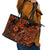 Hawaii Fish Hook Leather Tote Bag Polynesian Pattern Orange Version LT01