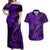 Hawaii Fish Hook Couples Matching Off Shoulder Maxi Dress and Hawaiian Shirt Hibiscus Hawaii Tribal Tattoo Purple Version LT01 Purple - Polynesian Pride