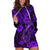 Hawaii Fish Hook Hoodie Dress Hibiscus Hawaii Tribal Tattoo Purple Version LT01 Purple - Polynesian Pride