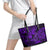 Hawaii Fish Hook Leather Tote Bag Hibiscus Hawaii Tribal Tattoo Purple Version LT01 - Polynesian Pride