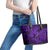 Hawaii Fish Hook Leather Tote Bag Hibiscus Hawaii Tribal Tattoo Purple Version LT01 - Polynesian Pride