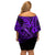 Hawaii Fish Hook Off Shoulder Short Dress Hibiscus Hawaii Tribal Tattoo Purple Version LT01 - Polynesian Pride