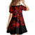 Hawaii Fish Hook Family Matching Off Shoulder Short Dress and Hawaiian Shirt Hibiscus Hawaii Tribal Tattoo Red Version LT01 - Polynesian Pride
